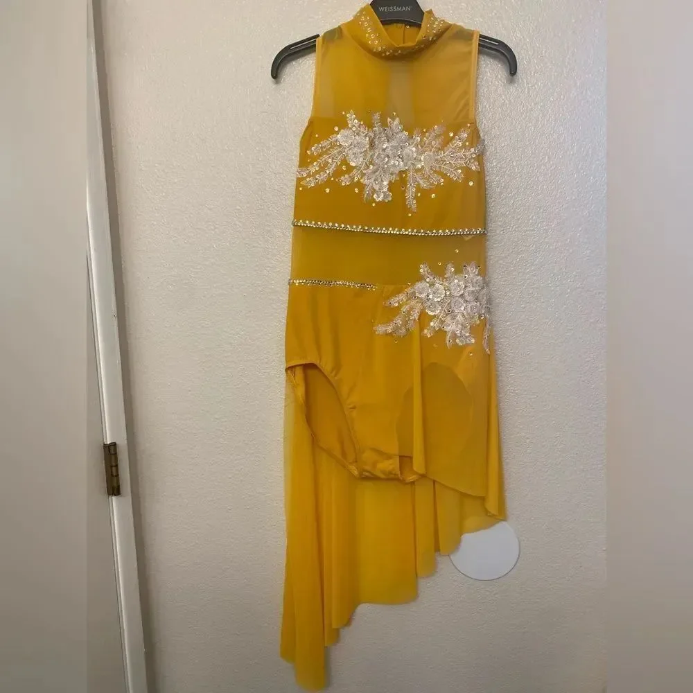 Weissman Balera dance costume solo yellow custom lyrical D10496 MA adult
